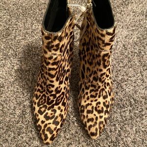 Sam Edelman Leopard Calf Hair Pointed Toe Booties